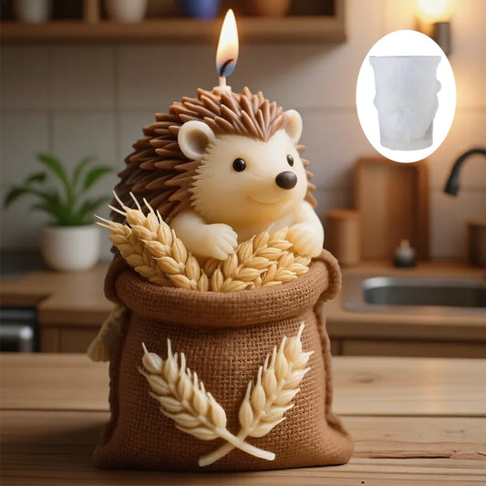 A cute hedgehog-shaped candle mold